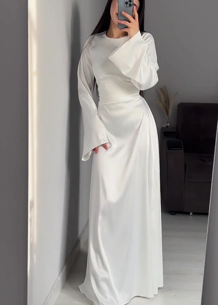 Aurora - Satin Long Sleeve Maxi Dress