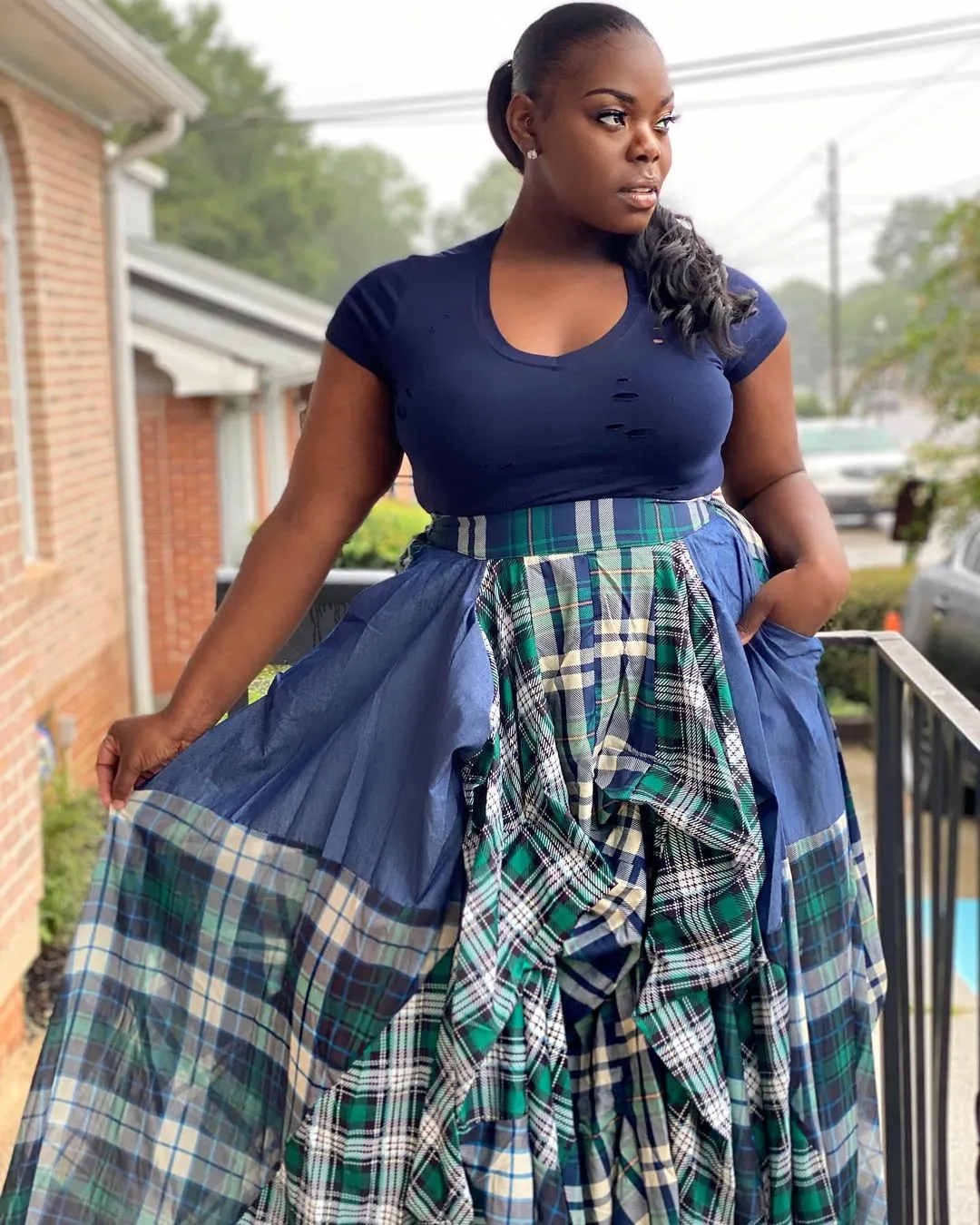 Carlie Athletic/Swim Skirt w/Leggings-Navy
