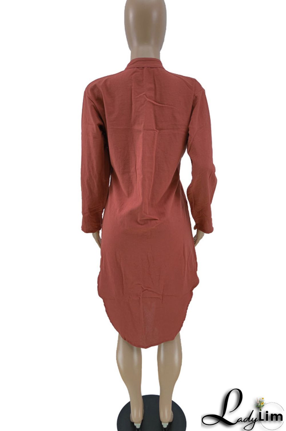White Casual Solid Split Joint Buckle Asymmetrical Shirt Dress Dresses