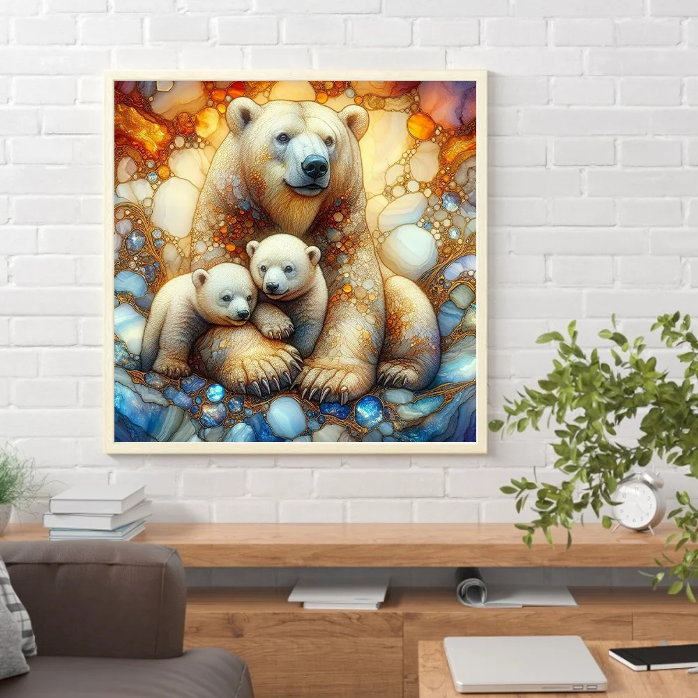 Diamond Painting - Full Round Drill - Polar Bear Family(Canvas|40*40cm)