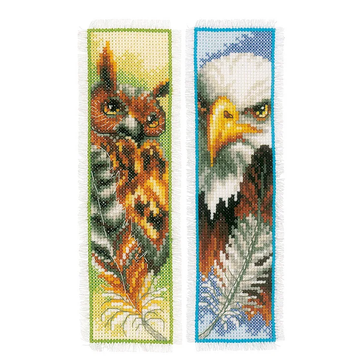 2pcs Counted Cross Stitch Animal 2-Strand 14CT Embroidery Tassel Bookmarks gbfke