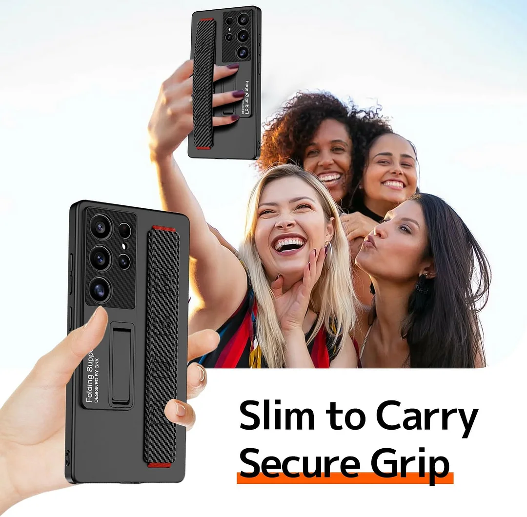 Suitable for S26 Ultra phone case, ultra-thin stand, elastic wrist strap, precision hole, shockproof protective case