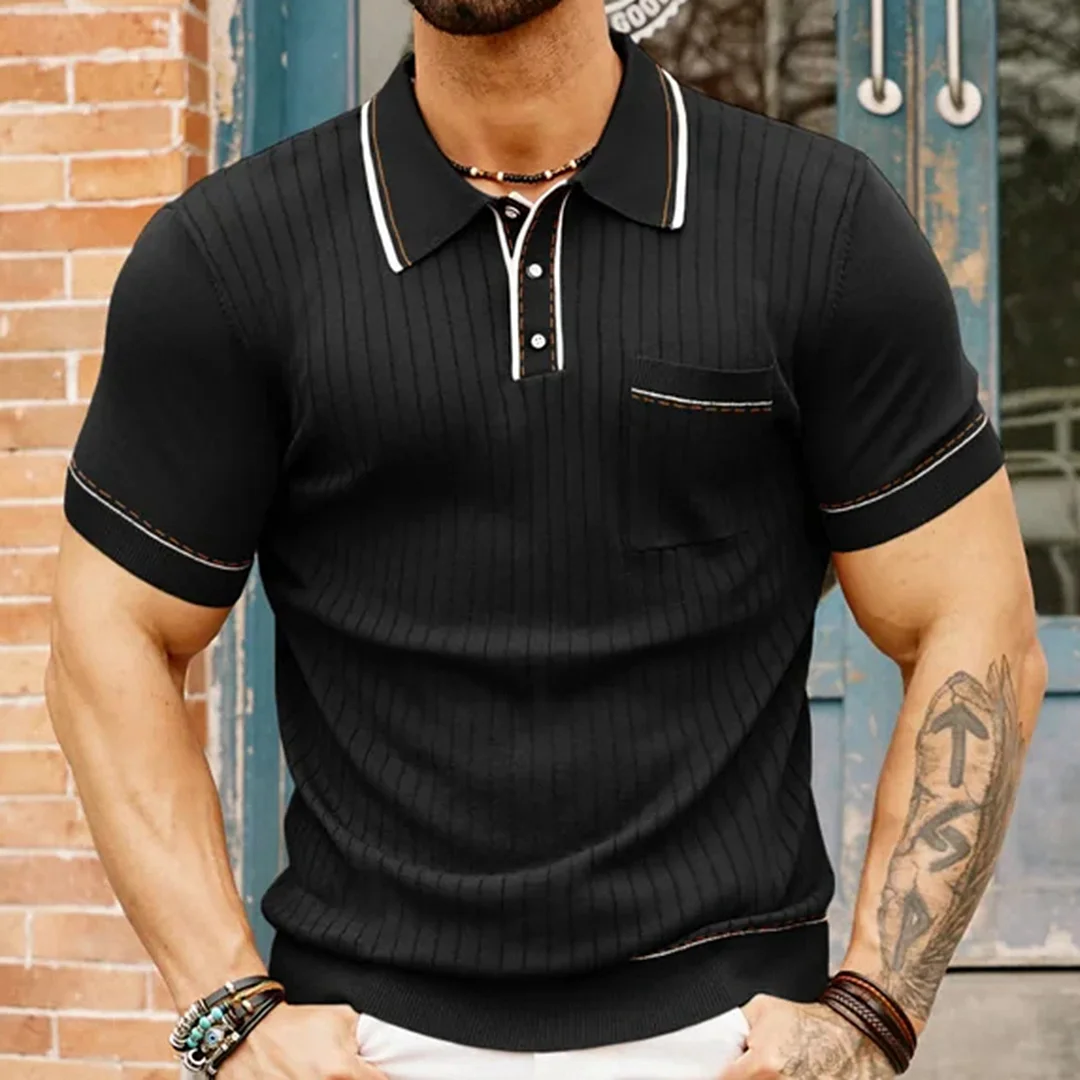 Uveng Uveng Men's New Summer Knits Clip Short Sleeve Business Polo Shirt Men's SY0186