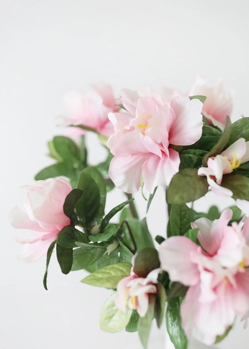 Pink Azalea Silk Flowers Bush - 13"