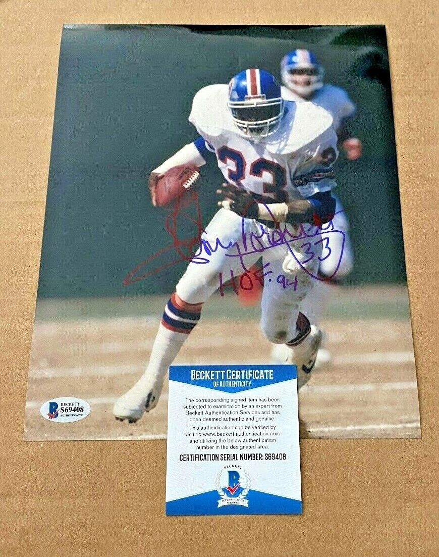 TONY DORSETT SIGNED 8X10 DENVER BRONCOS Photo Poster painting BECKETT CERTIFIED