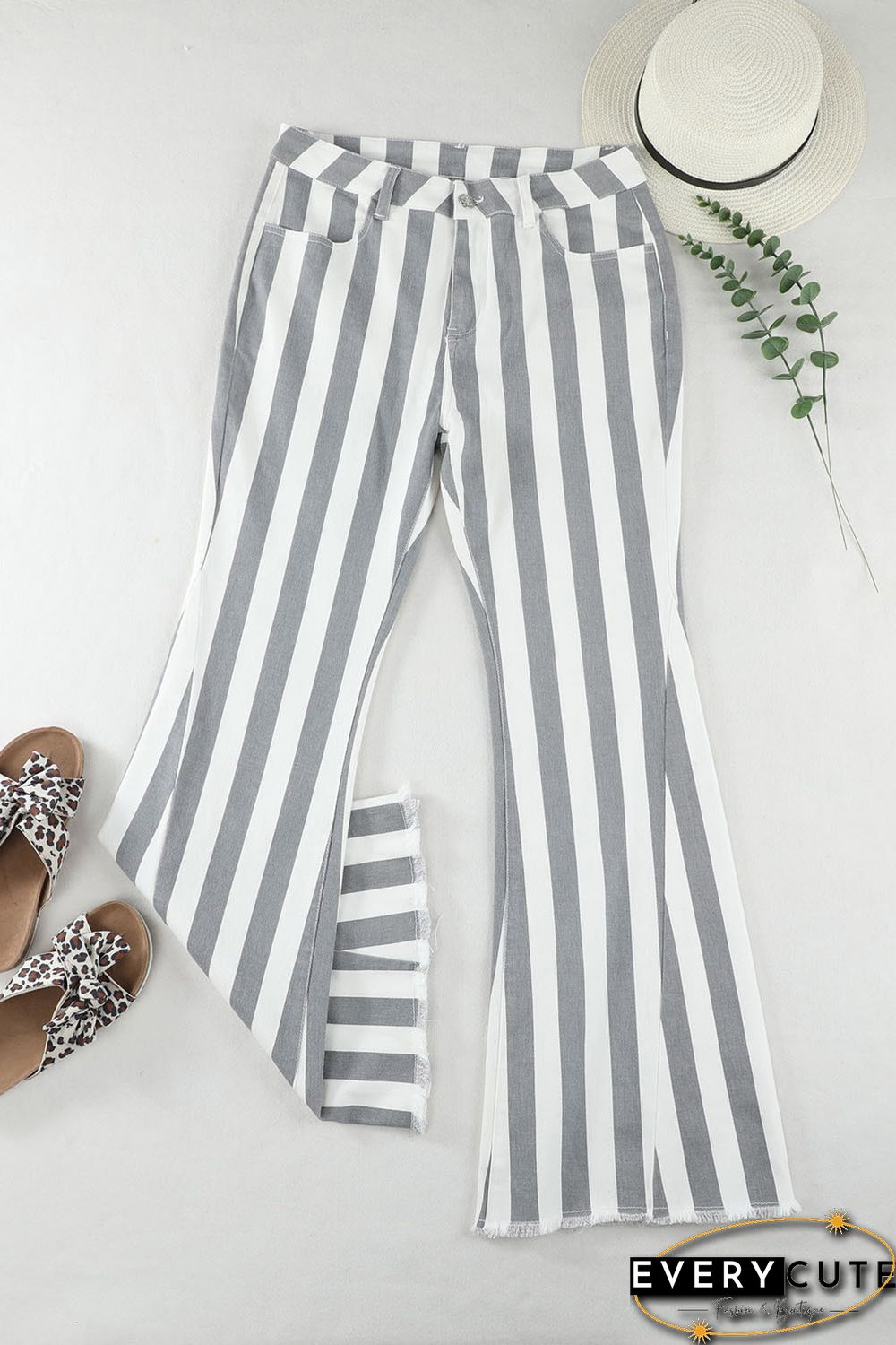 Stripe Star Embellished Western Flare Jeans