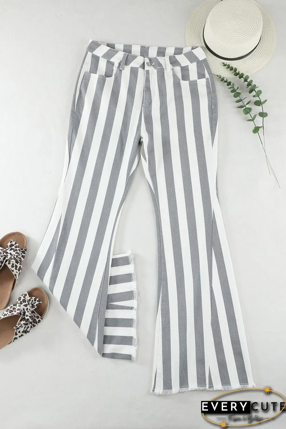 Stripe Star Embellished Western Flare Jeans