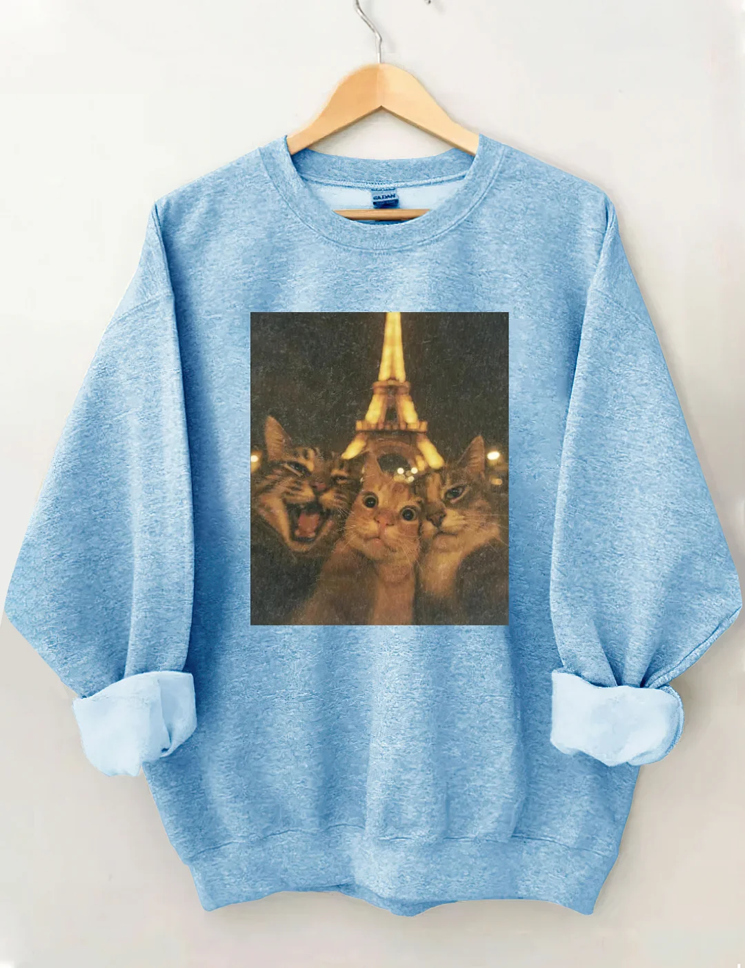 Cat Taking Selfie With Eiffel Tower Funny Sweatshirt