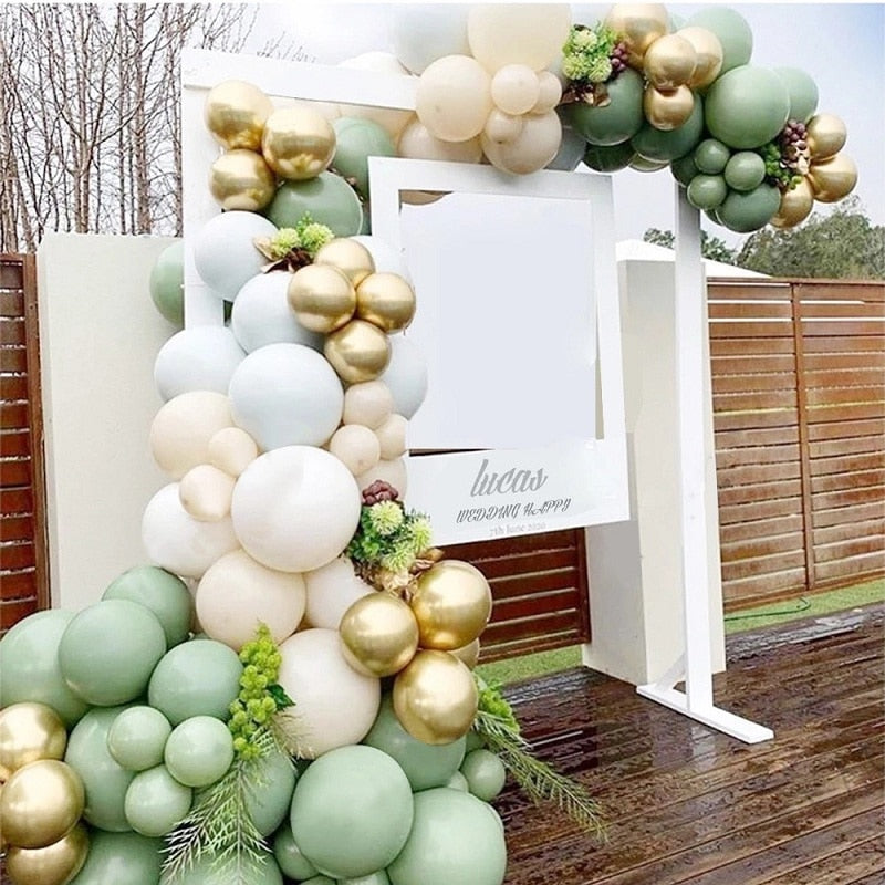 119Pcs Vintage Green White Gold Latex Balloon Garland Arch Kit for Kids ...