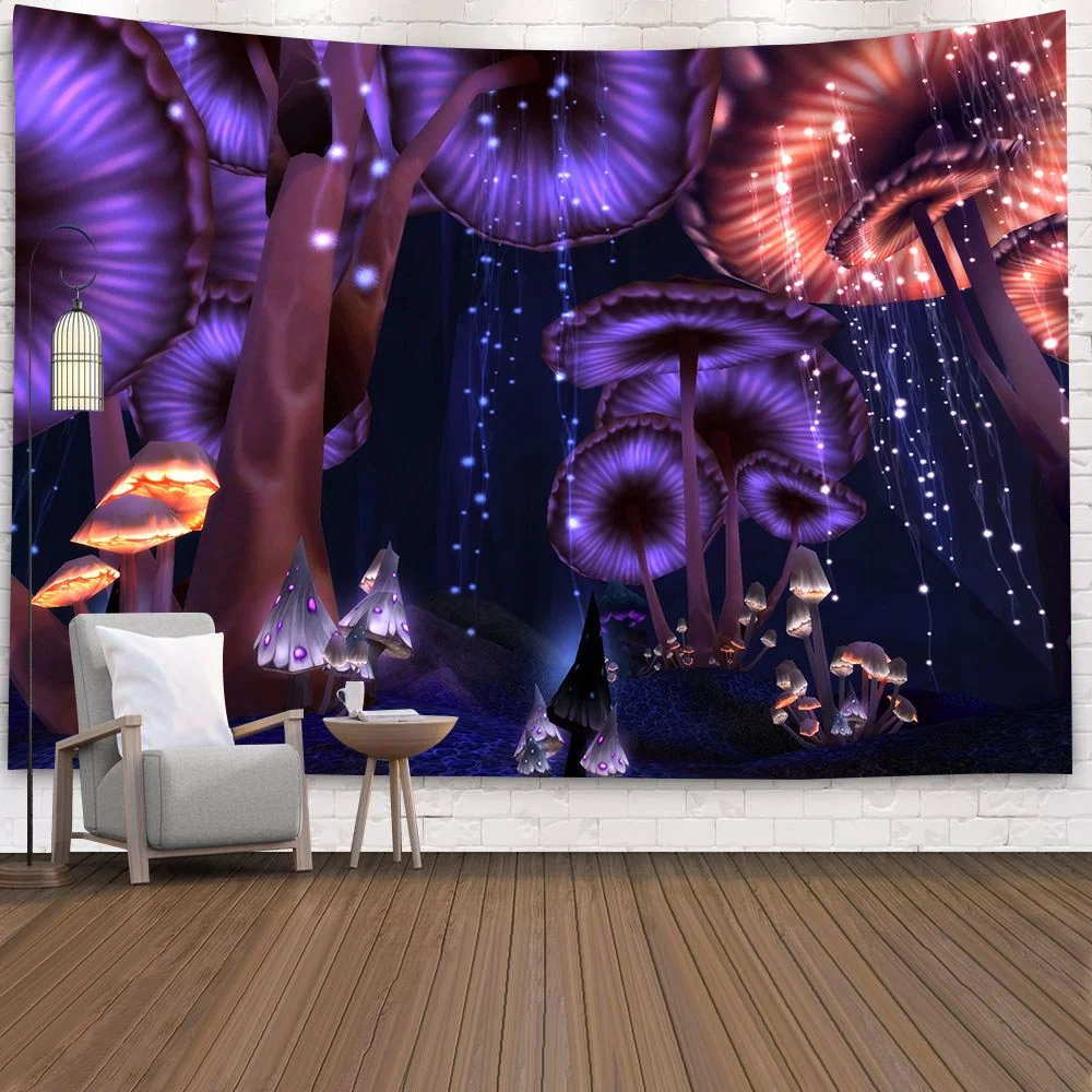 Hippy Psychedelic Dreamlike Mushroom Tapestry Home Bedroom Abstract Trippy Fairy Tale Wall Hanging Tapestry Decor Beach Towel