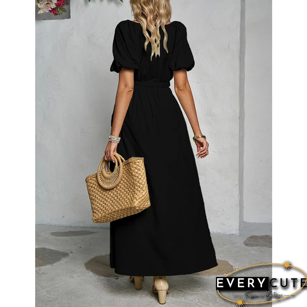 Black V Neck Crop Top and Pocket Skirt Set