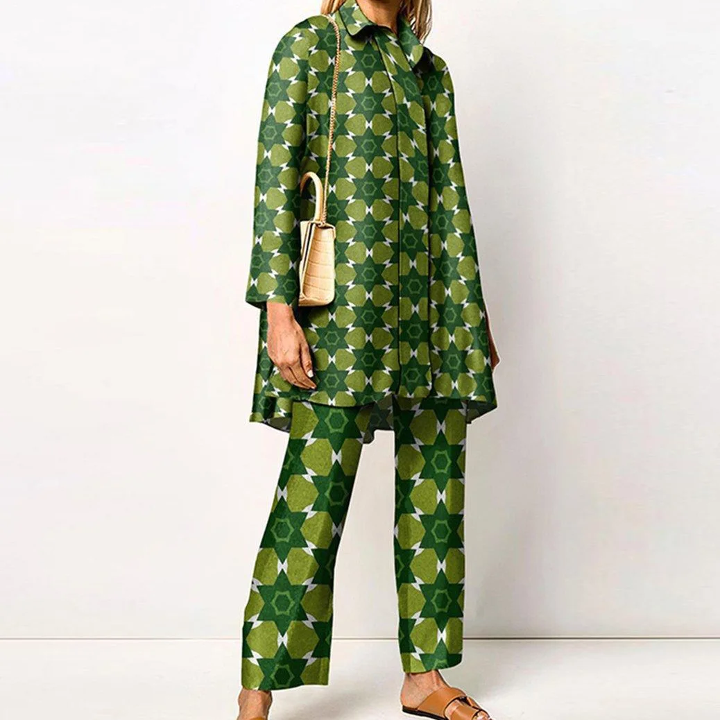 Brownm Brownm Women's Wear Temperament Street Print Long Sleeve Fashion Casual Suit 661