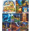 Full Round Drill Framed Light Up Diamond Painting Kits, LED Glowing Wall Art Decor for Home Bedroom Holiday Gifts