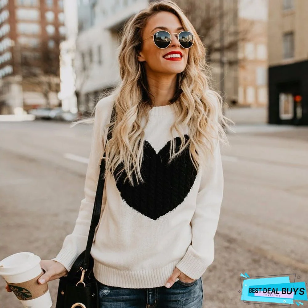 Fashion Turtleneck Love Sweater Woman