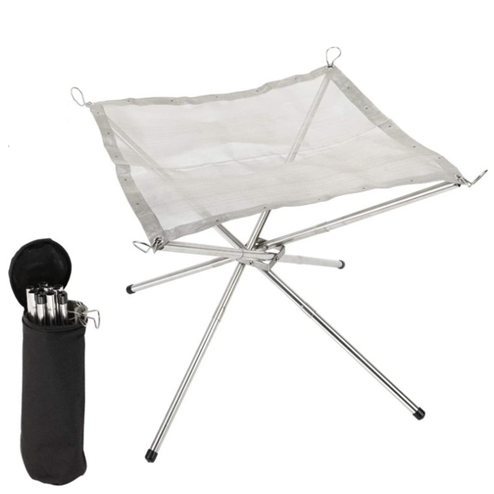 

Stainless Steel Outdoor Camping Campfire Fire Rack Foldable Mesh Fire Pit, 501 Original