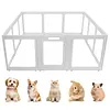 [US Local Warehouse] 12-Panel Clear Acrylic Indoor Dog Playpen 23.6 Inch-H Whelping Crate Kennel Cage Enclosure with Door Easy Assemble Pet Fence Transparent Pet Pen for Small Animals Bunny Rabbit Ferret