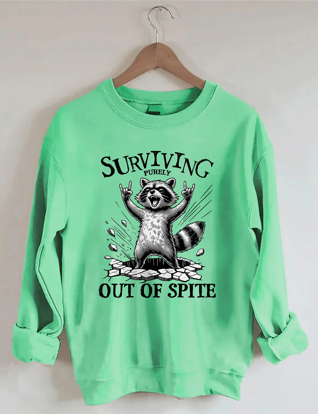Surviving Purely Out Of Spite Raccoon Sweatshirt