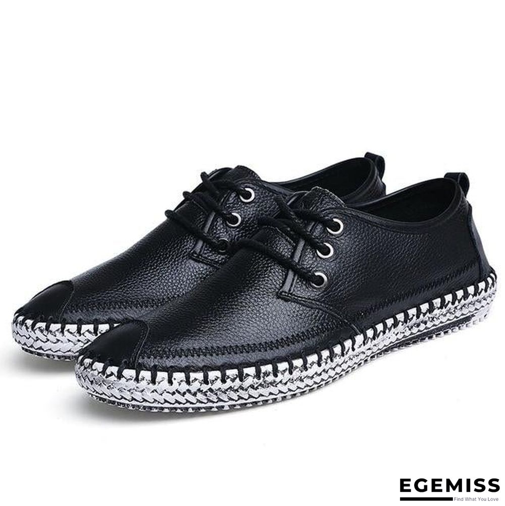 Men Breathable Comfortable Split Leather Men Loafers Flats Casual Shoes | EGEMISS