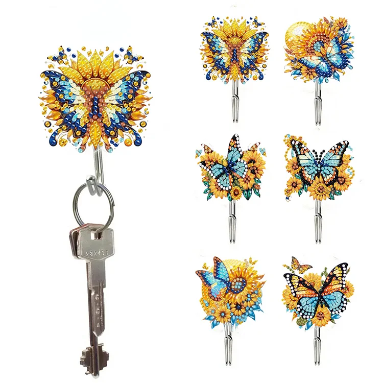 6Pcs Diamond Painting Hooks Sunflower Butterfly Diamond Art Craft Wall Hooks gbfke