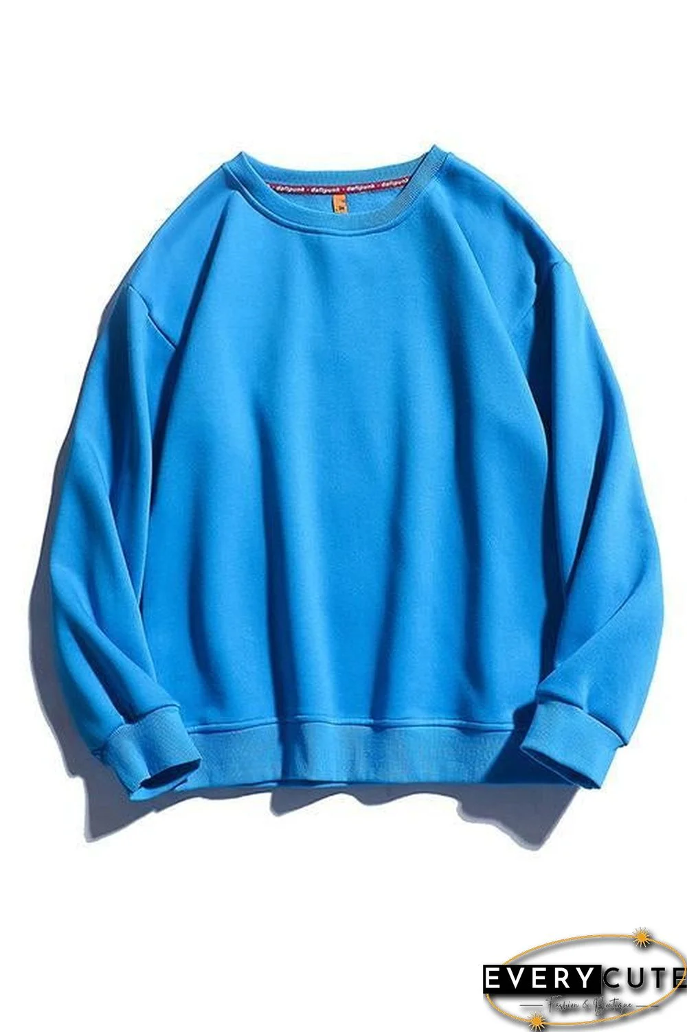 Solid O Neck Long Sleeve Hoodie