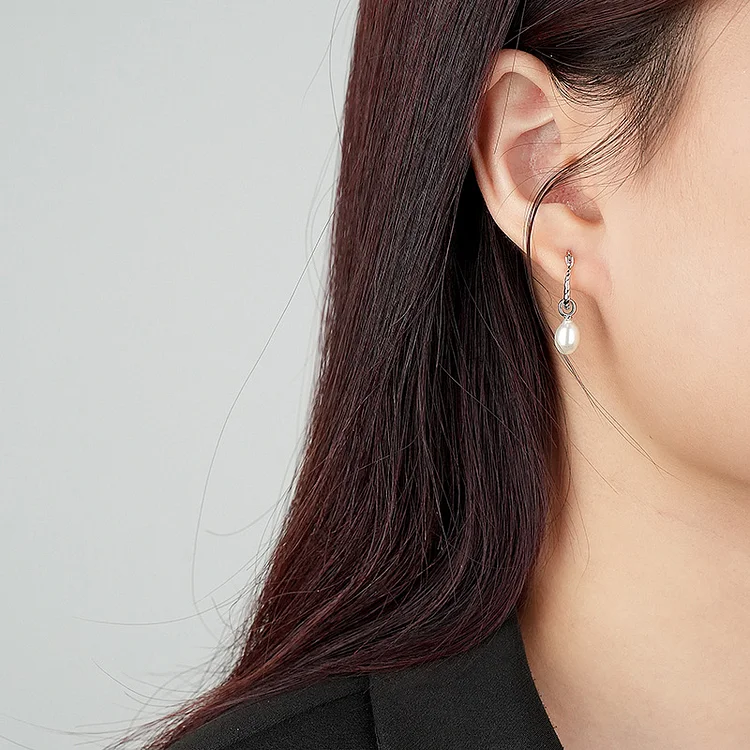Fashion Silver Retro Pearl Plating Earrings  Flycurvy [product_label]