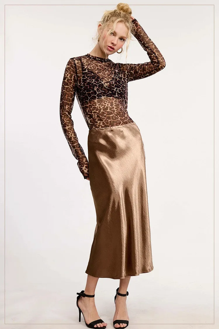 Second Skin Satin Midi Skirt