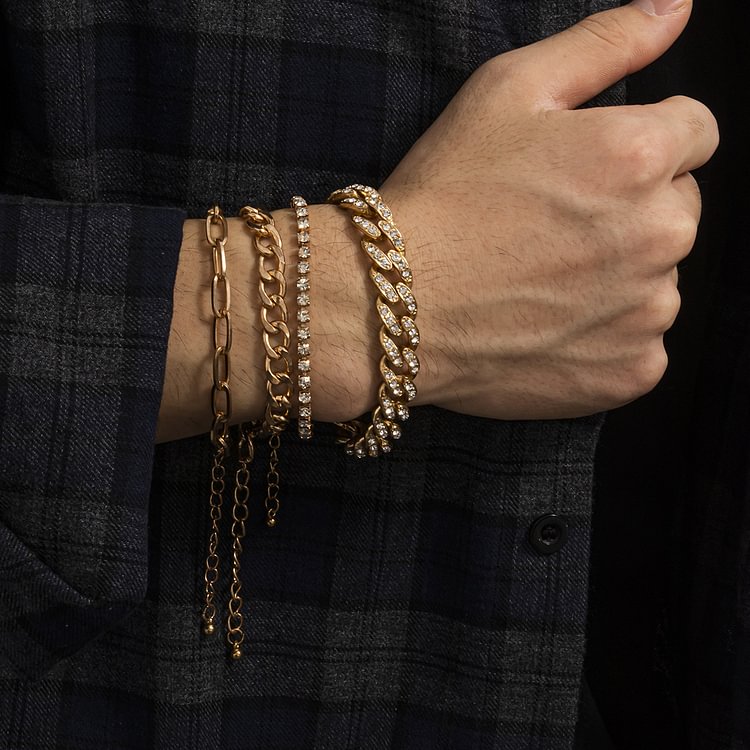 Alloy Chain Rhinestone Bracelet Set
