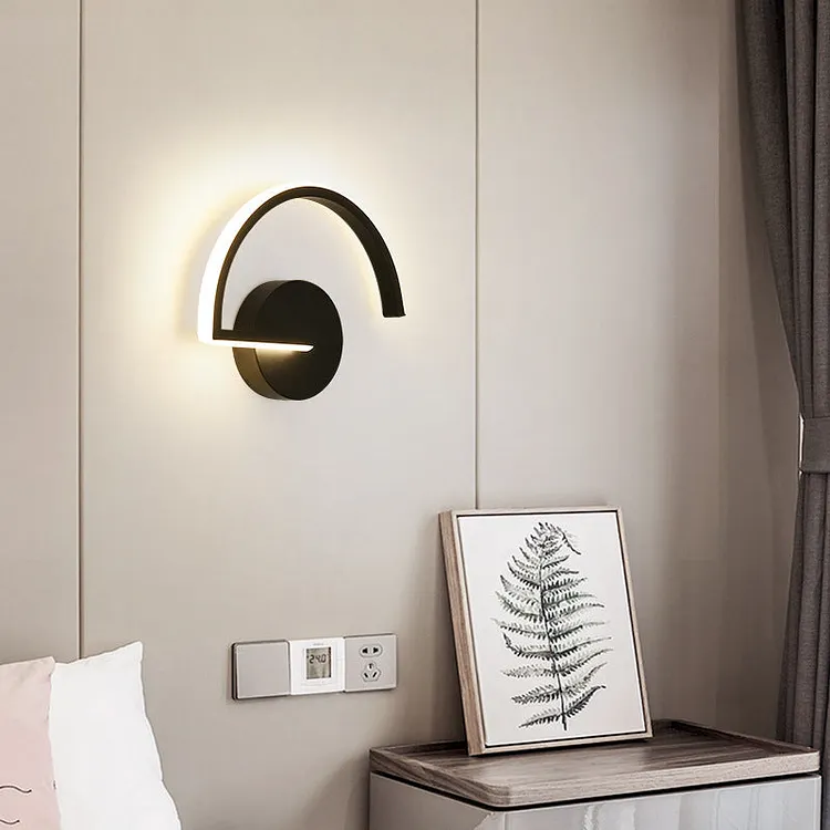 Lacey Minimalist Linear Semicircular Metal Decor Wall Lamp