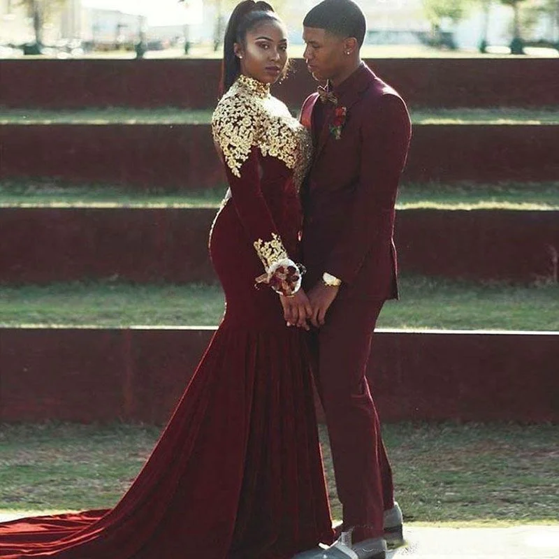 Maroon prom dress with sleeves hotsell