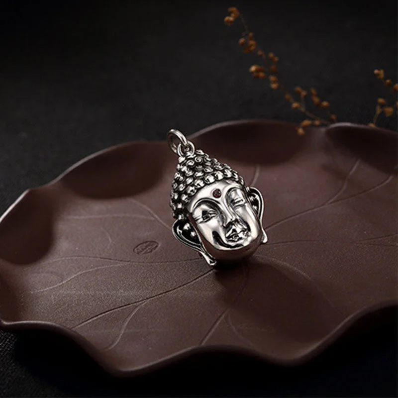 Buddha Head 925 Sterling Silver Compassion Necklace Pendant