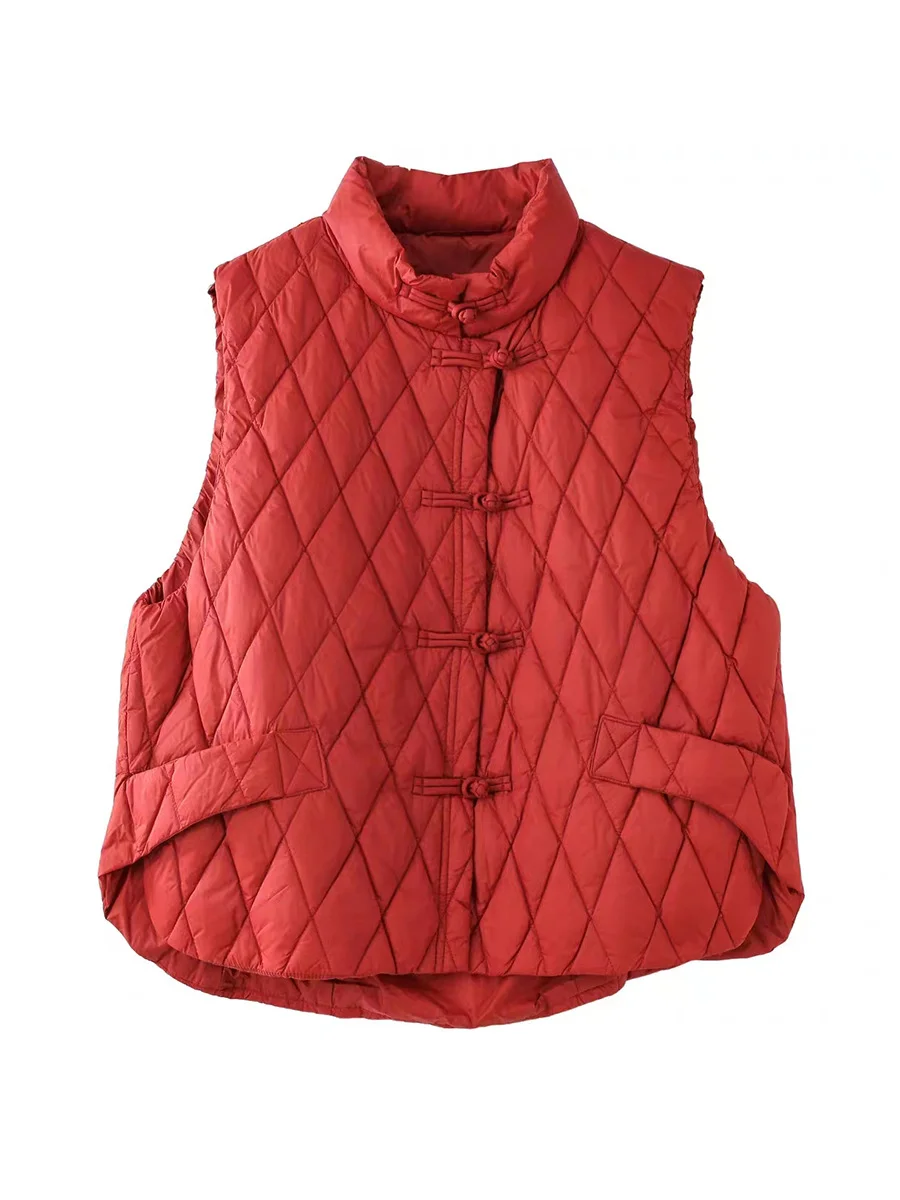 Woherb New Chinese Style Dish Buckle White Duck Down Down Vest Female Wear Winter New Fashion Diamond Large Size Vest Down Liner-Outfit Ideas