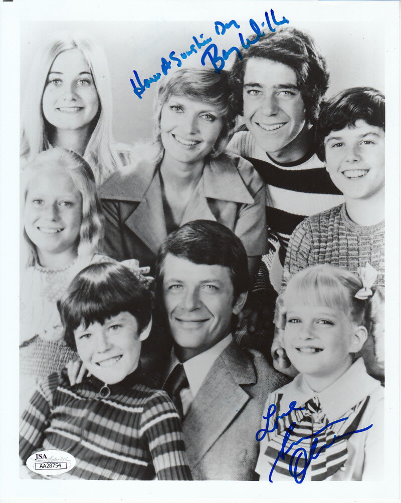 Susan Olsen Barry Williams autographed signed Brady Bunch 8x10 BW cast Photo Poster painting JSA