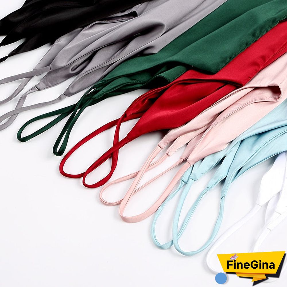 Spaghetti Strap Top Women Halter V Neck Basic White Cami Sleeveless Satin Silk Tank Tops Women'S Summer Camisole Plus Size