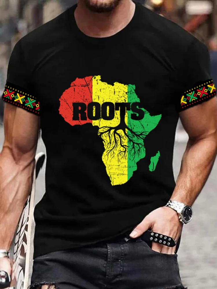 wearshes Men's ROOTS Black History Month Print T-Shirt