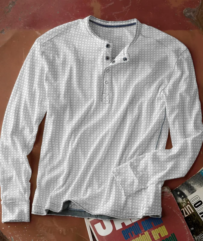 Men's Casual Fashion Waffle Check Long Sleeve T-Shirt