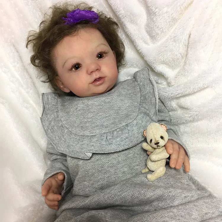  Realistic 20" Cloth Body Baby Doll Girl Wenbiya That Looks Real with Hand-Rooted Brown Hair - Reborndollsshop®-Reborndollsshop®