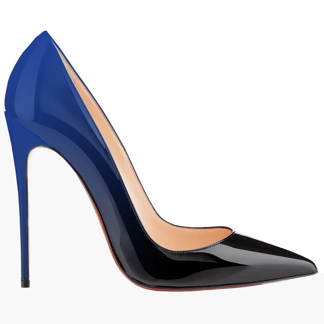 4.72"  Red Bottom Gradient High Heels Fashion Pumps Patent-vocosishoes