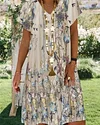 Summer Women Floral Casual Dress Plus Size Short Sleeve V Neck Elegant Dresses For Women Clothing