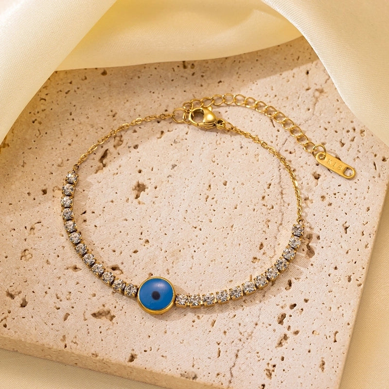 Casual Minimalist Eye Flower Butterfly Titanium Steel Zircon Bracelets In Bulk