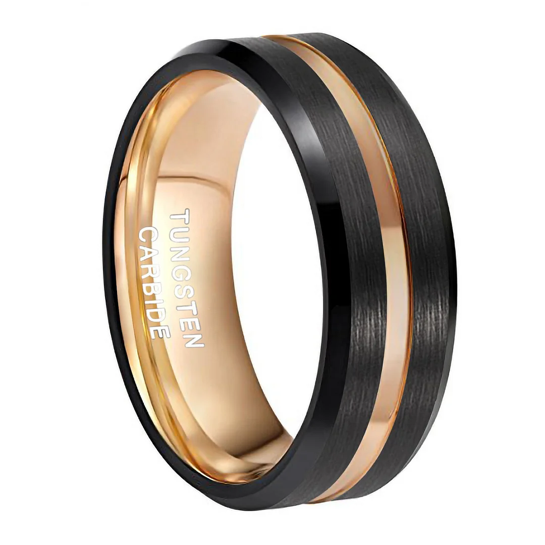 6MM 8MM 10MM Tungsten Carbide Rings with Grooved Inlay Black Silver Rose Gold Blue for Men Women
