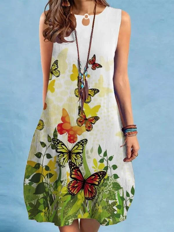 Women's Loose Sleeveless Printed Long Dress