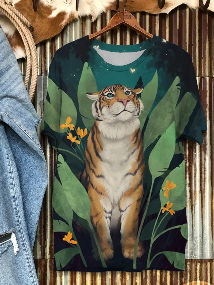 Tiger Grove Art Crew Neck Short Sleeve T Shirt