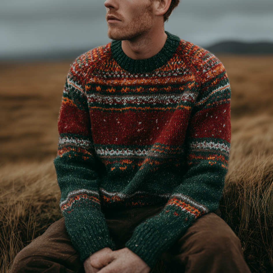 Christmas Retro British Style Men's Round Neck Knitted Sweater elevenforest