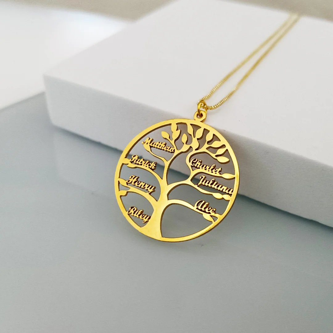 Vangogifts Custom 1-9 Names Genealogical Necklace | Best Gift for Mom Wife Girlfriend Family