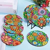 8pcs Cartoon DIY Diamond Painting Wooden Coasters Art Kits with Holder (Pattern)