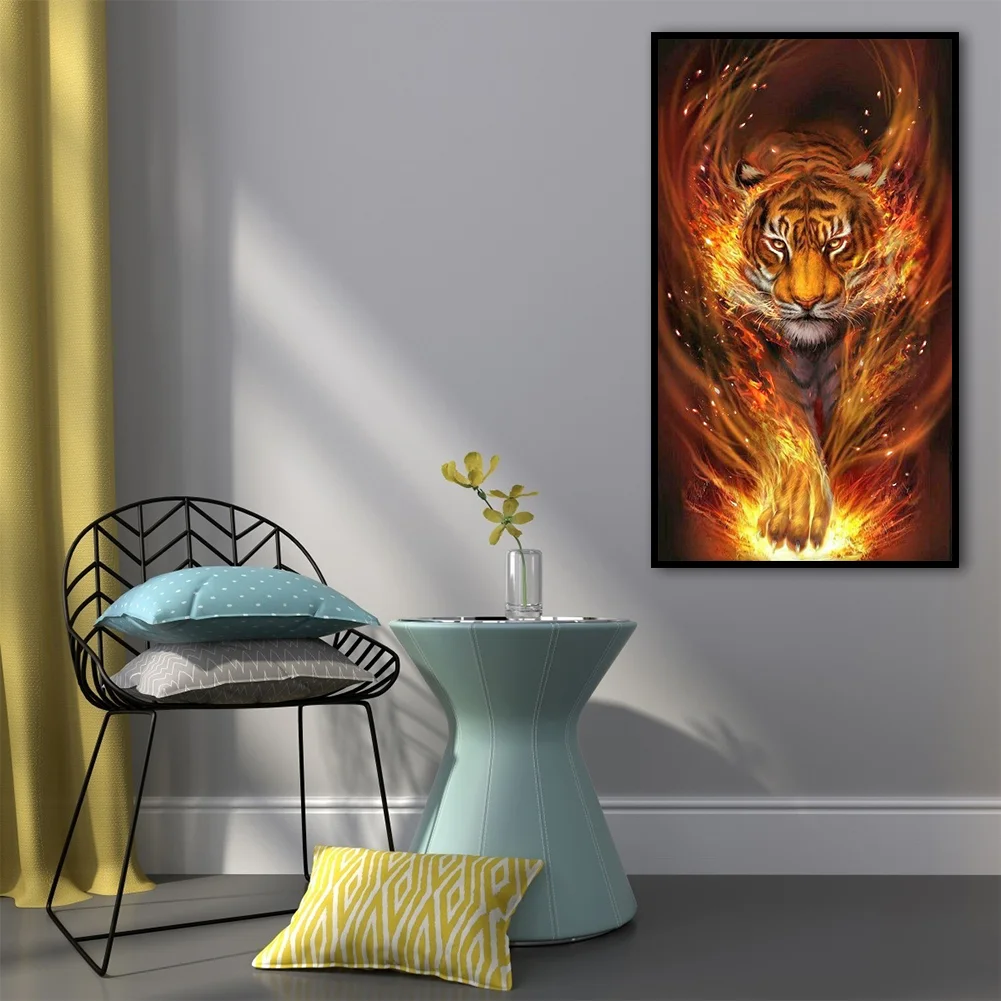 14CT Full Stamped Cross Stitch - Tiger(Canvas|40*75CM)