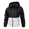 Men's Drawstring Hood Waterproof Casual Versatile Zippered Pocket Windbreaker, Practical Everyday Wear, Fall