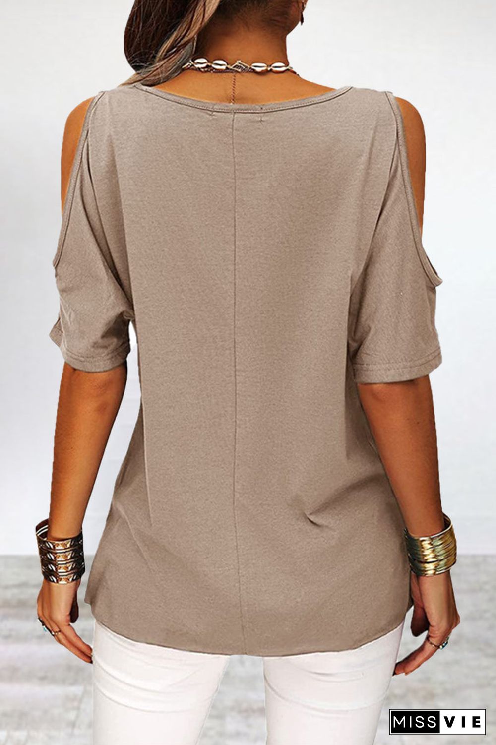 Casual Simplicity Solid Asymmetrical O Neck T-Shirts