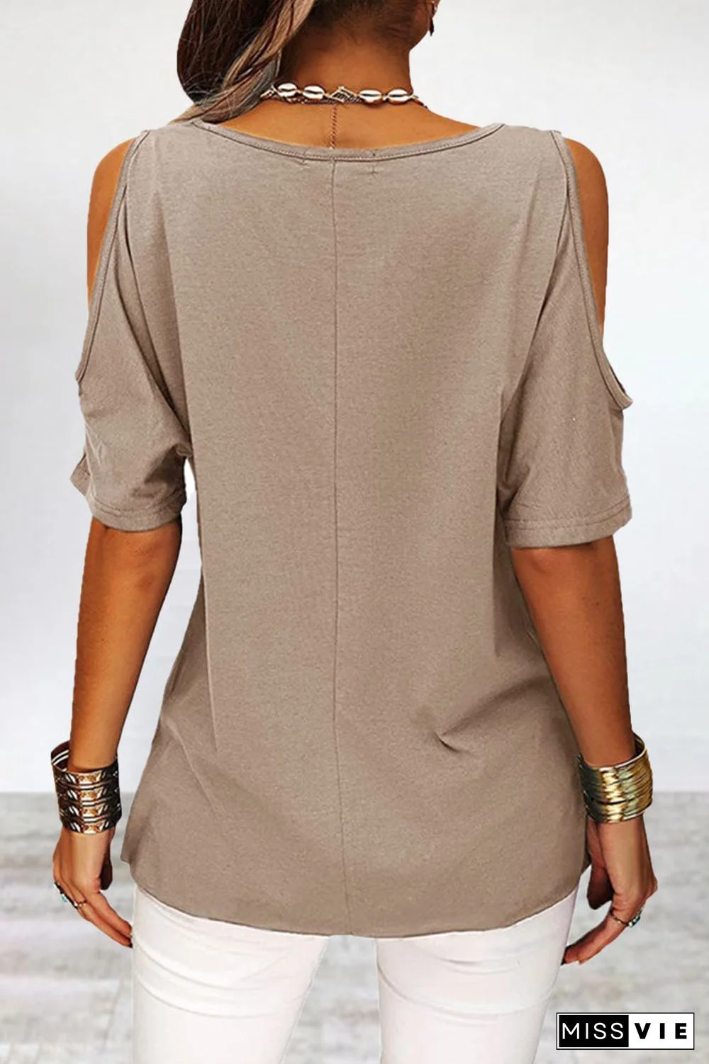 Casual Simplicity Solid Asymmetrical O Neck T-Shirts