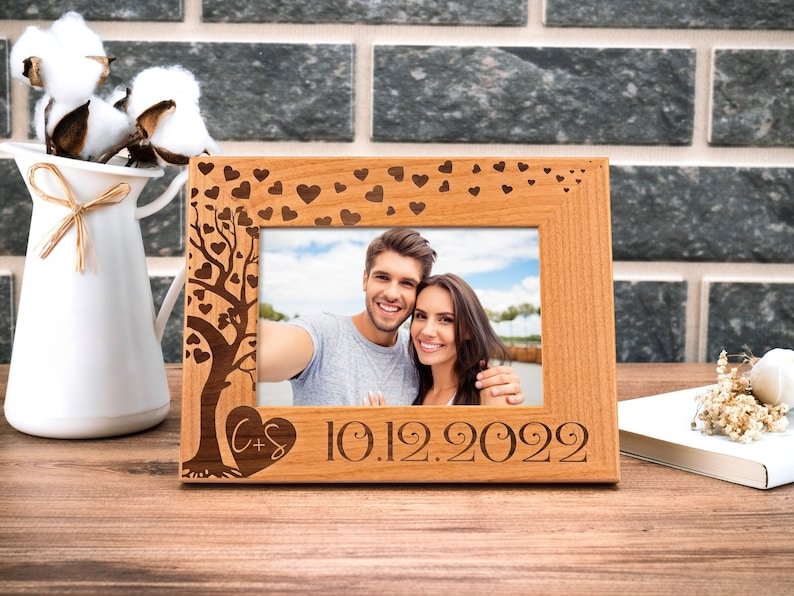 Personalized Picture Frame - Valentines Day Gift for Him - Custom Photo Frame - Personalized Picture Frames - Engagement Photo Frame